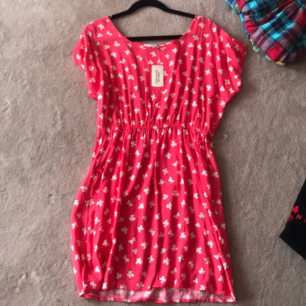 Hot pink bow forever 21 dress